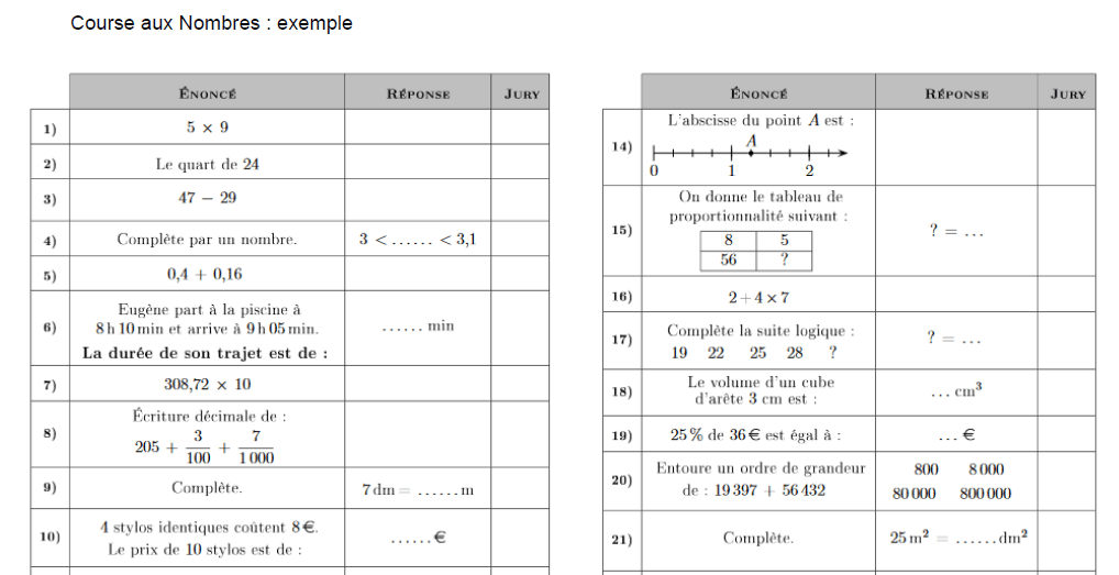 course aux nombre exp